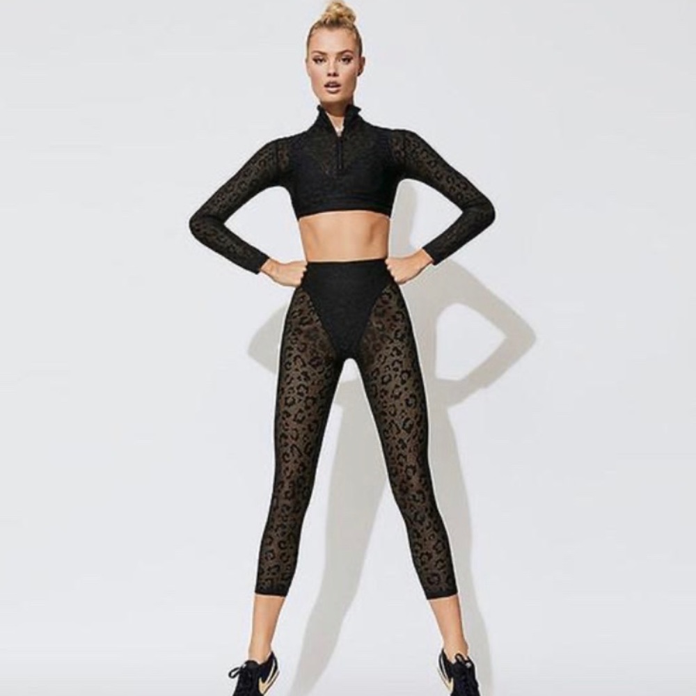 Black Leopard Yoga Leggings and Matching Top